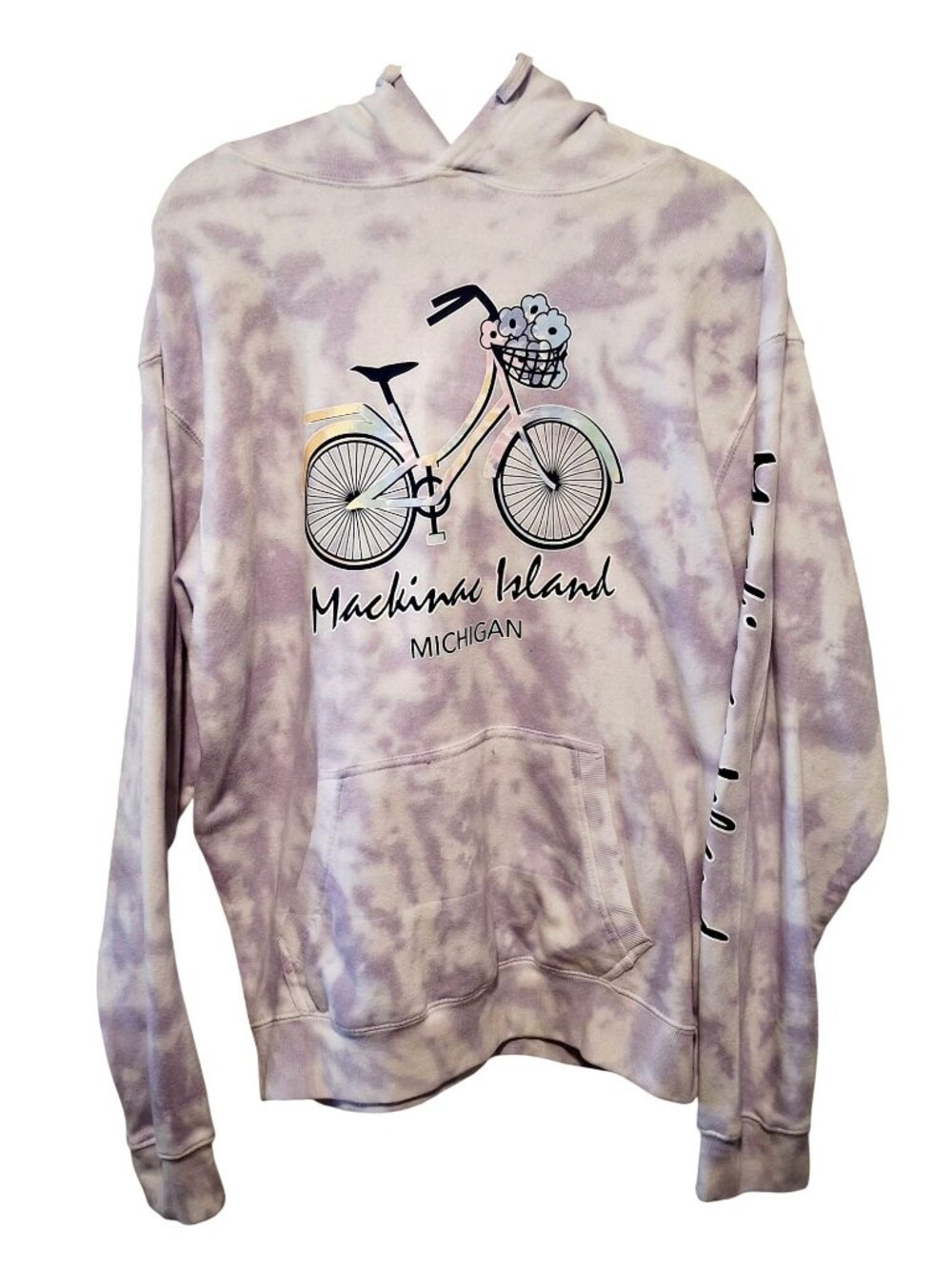 Mackinac Island Michigan Tie-Dye Hoodie Sweatshirt With Bicycle Graphic U.S. Vin